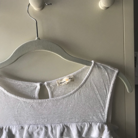 White Anthropologie ruffled T-shirt - Picture 3 of 5